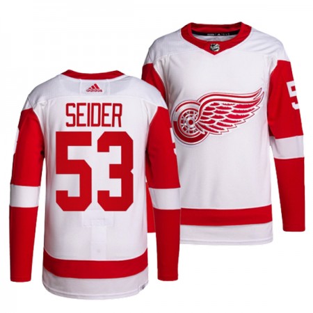 Män Ishockey Detroit Red Wings tröja Moritz Seider 53 Adidas Vit Authentic